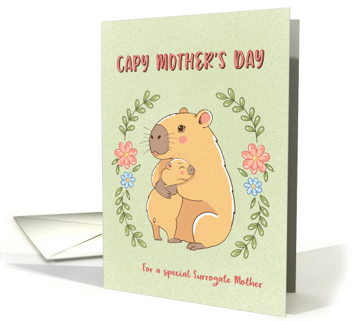 Mother Day for Surrogate Mother Capybara with Child card (1917734)