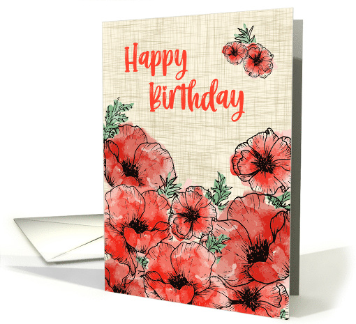 Birthday Red Watercolor Poppies card (1920044)