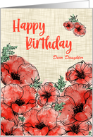 Birthday for Daughter Red Watercolor Poppies card