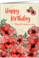 Birthday for ex Sister in Law Red Watercolor Poppies card
