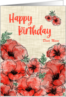 Birthday for Niece Red Watercolor Poppies card