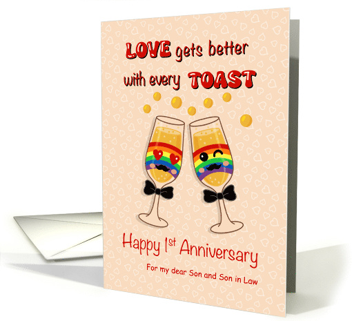Custom Wedding Anniversary Gay Son and Son in Law Toast Rainbow card