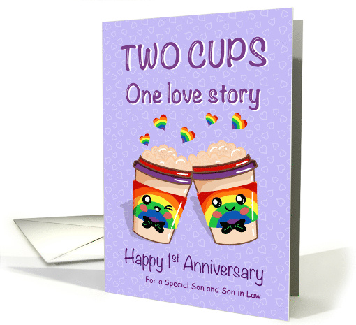 Custom Wedding Anniversary Gay Son and Son in Law Coffee lovers card