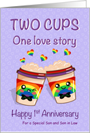 Custom Wedding Anniversary Gay Son and Son in Law Coffee lovers card