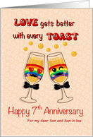 Gay Wedding 7th Anniversary for Any Relation Custom Toast Rainbow card