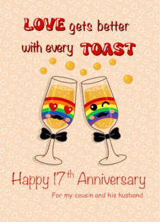 Gay Wedding 17th Anniversary for Any Relation Custom Toast Rainbow