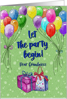 Let the Party Begin Balloons Presents Grandniece card