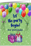 Let the Party Begin Balloons Presents Grandpa card