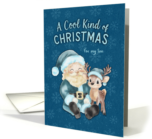 Cool Blue Christmas Santa and Reindeer for Son card (1935788)