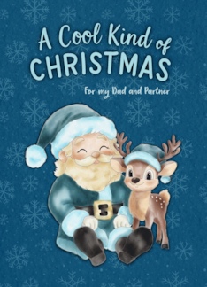 Cool Blue Christmas Santa and Reindeer for Dad and Partner