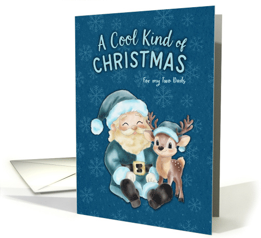 Cool Blue Christmas Santa and Reindeer Two Dads card (1937484)