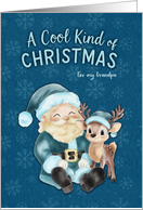 Cool Blue Christmas Santa and Reindeer Grandpa card