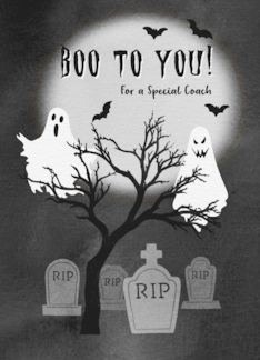 Boo to You Spooky Halloween Ghost Cemetery for Coach