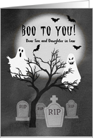Boo to You Spooky Halloween Ghost Cemetery for Son Daughter in Law card