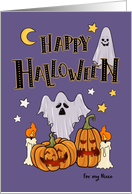 Happy Halloween Ghosts and Pumpkins for Niece card