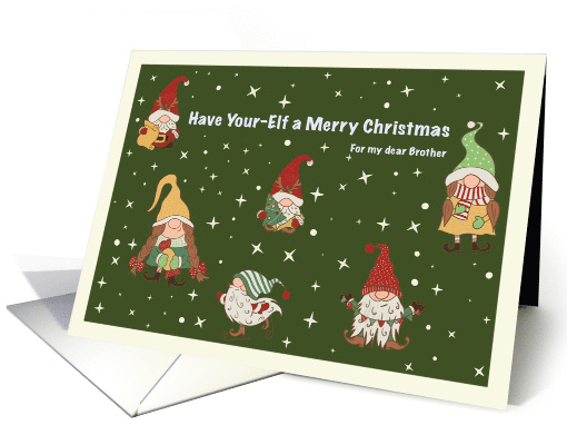 Merry Christmas Little Elves Stars Brother card (1942460)