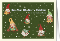 Merry Christmas Little Elves Stars Cousin and Family card