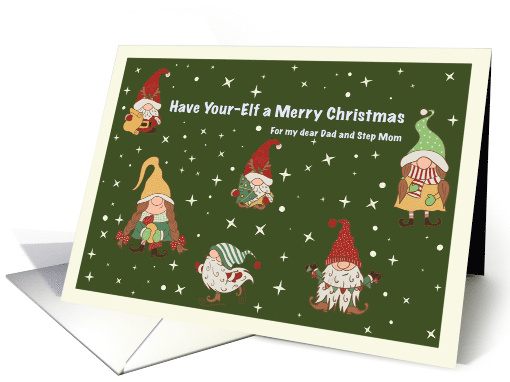 Merry Christmas Little Elves Stars Dad and Step Mom card (1942476)