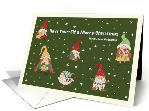 Merry Christmas Little Elves Stars Godfather card (1942504)