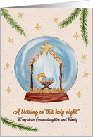 Religious Christmas Nativity Scene in Snow Globe Granddaughter Family card
