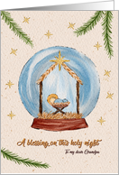 Religious Christmas Nativity Scene in Snow Globe Grandpa card
