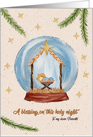 Religious Christmas Nativity Scene in Snow Globe Parents card