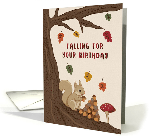 Autumn Birthday Leaves and Squirrel card (1944858)