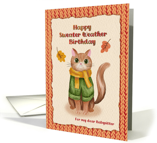Happy Sweater Weather Birthday Cat Lover Fall Babysitter card
