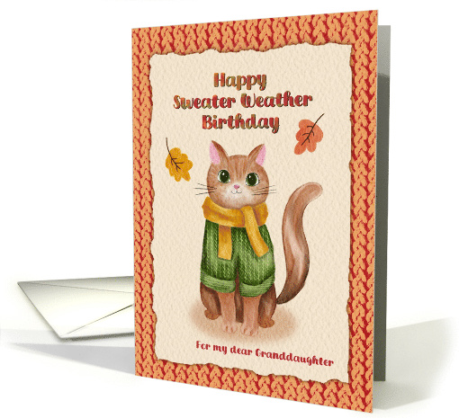 Happy Sweater Weather Birthday Cat Lover Fall GrandDaughter card