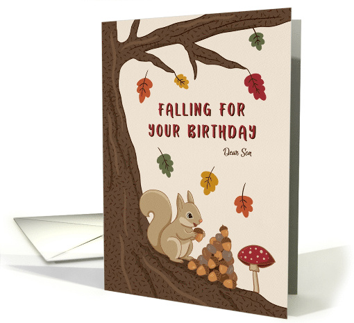 Autumn Birthday Leaves and Squirrel for Son card (1947152)