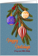 Elegant Christmas Ornaments on Pine Branch to Foster Family card