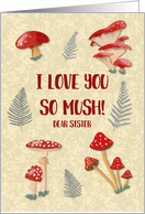 Sister Valentine�s Day Cute Mushroom Pun I Love You So Mush card