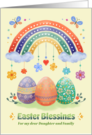 Daughter family Easter Blessings Rainbow and Floral Eggs Watercolor card