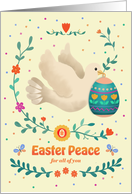 For All of You Easter Peace Dove with Decorative Egg Watercolor