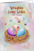 Custom Springtime Easter Wishes Watercolor Eggs in Nest