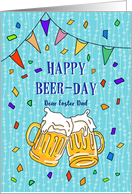Foster Dad Birthday Festive Beer Mugs card