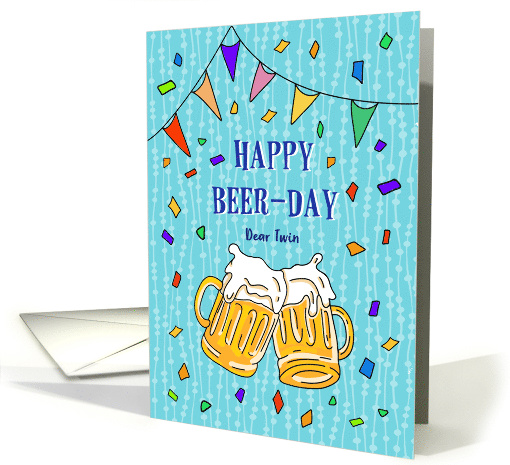 Twin Birthday Festive Beer Mugs card (1975126)