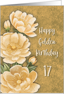 Golden 17th Birthday Elegant Floral Warm Yellow Vintage Style