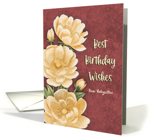 Babysitter Birthday Elegant Floral Warm Yellow Vintage Style card