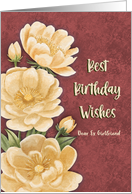 Ex Girlfriend Birthday Elegant Floral Warm Yellow Vintage Style