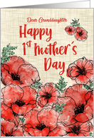 Granddaughter 1st Mother�s Day Red Watercolor Poppies card