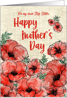 Step Sister Mother´s Day Red Watercolor Poppies
