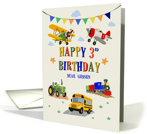 3rd Birthday Godson Vintage Vehicles Birthday Adventure card (1985586)