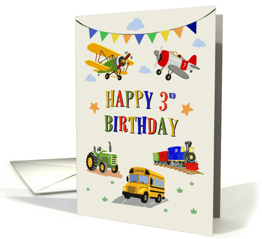 3rd Birthday Vintage Vehicles Birthday Adventure card (1985652)