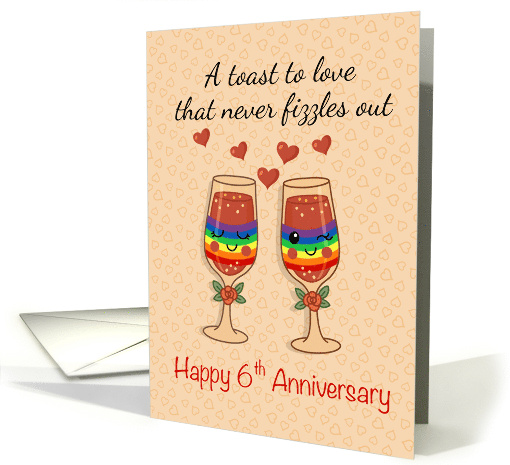 Lesbian Wedding 6th Anniversary Red Toast card (1986488)