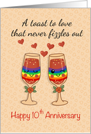Lesbian Wedding 10th Anniversary Red Toast card