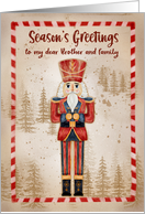 Brother and Family Christmas Nutcracker with Watercolor Forest card