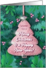 Christmas Wishes with a Pink Tree Ornament and Pink Berry card