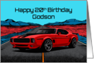 Godson’s 20th Birthday Abstract Concept Red Muscle Car card