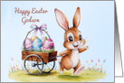 Happy Easter Godson Watercolor Rabbit with Eggs card